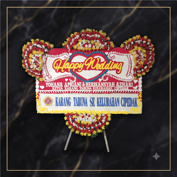 Karangan Bunga Papan Happy Wedding Modern