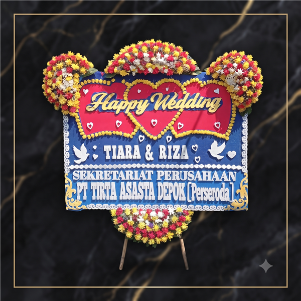 Bunga Papan Wedding Besar Tiga Titik DF